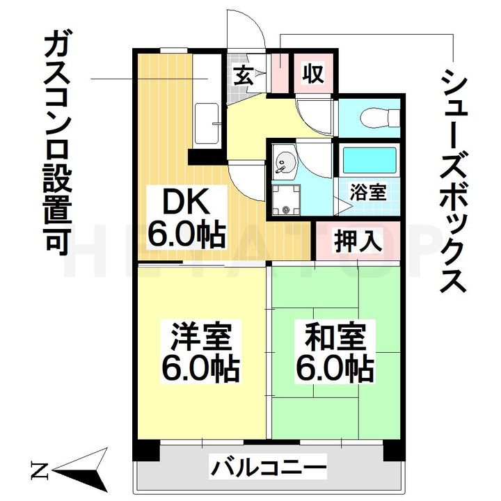 愛知県名古屋市瑞穂区洲山町3(マンション)の賃貸物件の間取り