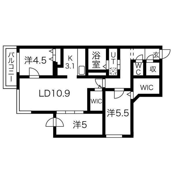 北海道札幌市中央区南十一条西12(マンション)の賃貸物件の間取り