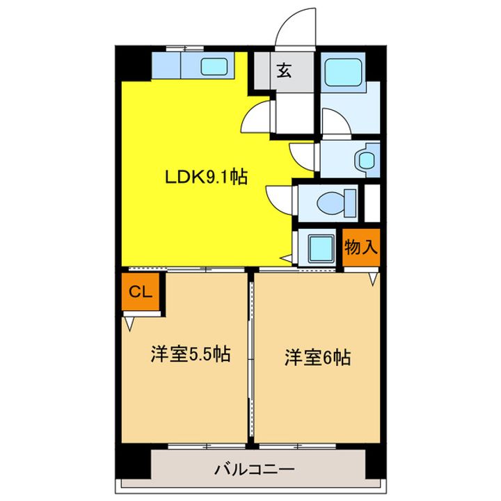 岐阜県羽島郡岐南町上印食2(マンション)の賃貸物件の間取り