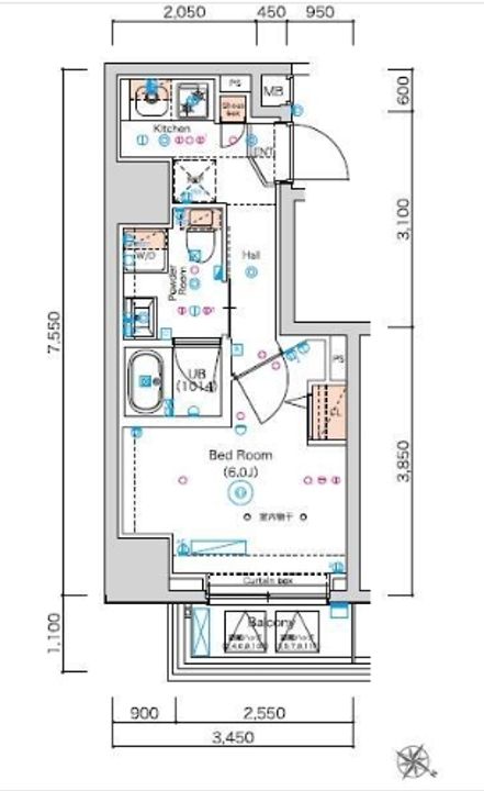 神奈川県横浜市南区永楽町2の賃貸マンションの間取り