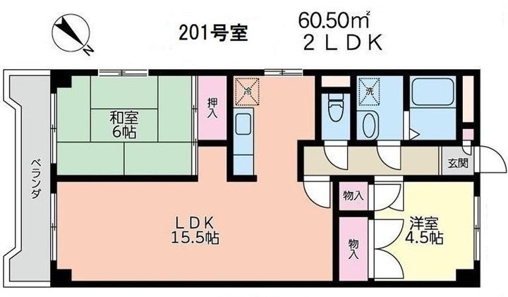 神奈川県横浜市青葉区市ケ尾町(マンション)の賃貸物件の間取り
