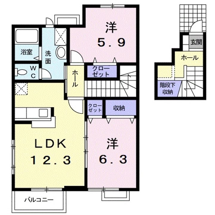 愛知県碧南市宮町6(アパート)の賃貸物件の間取り
