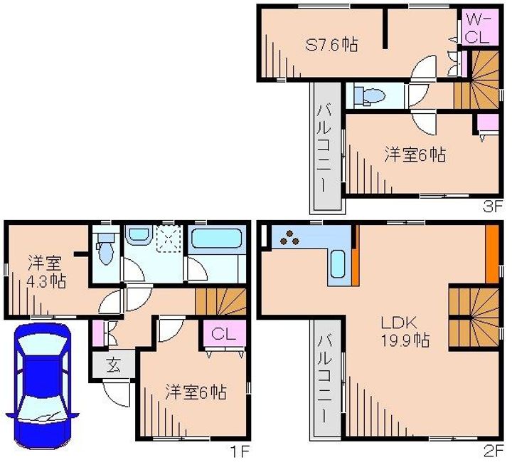 神奈川県横浜市港北区大倉山6(一戸建)の賃貸物件の間取り