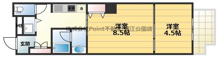大阪府大阪市中央区日本橋1(マンション)の賃貸物件の間取り