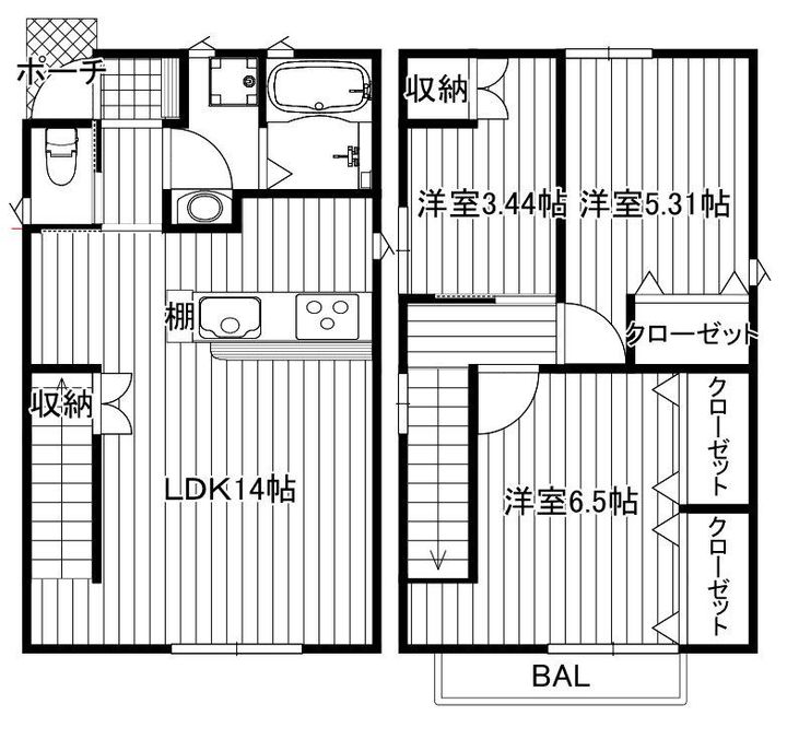 宮崎県宮崎市吉村町図公(一戸建)の賃貸物件の間取り