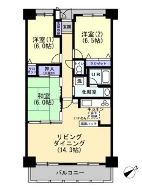 徳島県徳島市西新浜町1(マンション)の賃貸物件の間取り