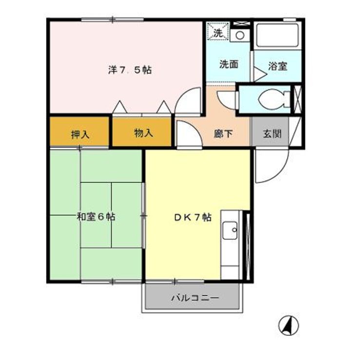 福島県いわき市小名浜大原字甲新地(アパート)の賃貸物件の間取り