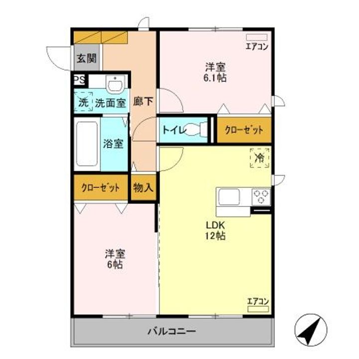 栃木県足利市大前町(アパート)の賃貸物件の間取り