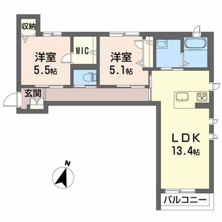徳島県徳島市万代町4(アパート)の賃貸物件の間取り