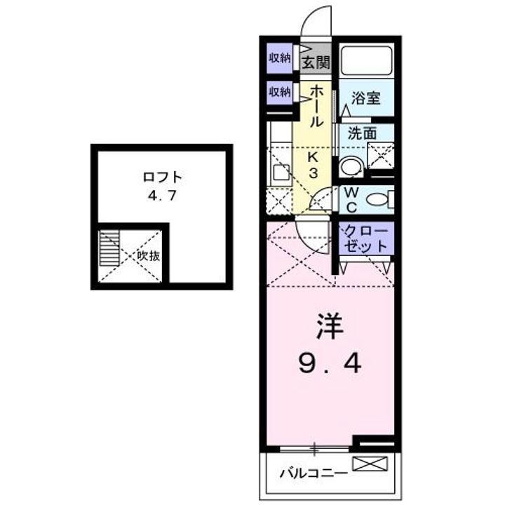 大阪府大東市三箇4(アパート)の賃貸物件の間取り