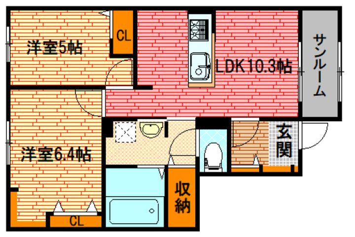 広島県三次市十日市西3(アパート)の賃貸物件の間取り