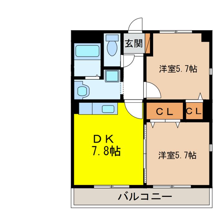 岐阜県羽島市足近町市場(マンション)の賃貸物件の間取り