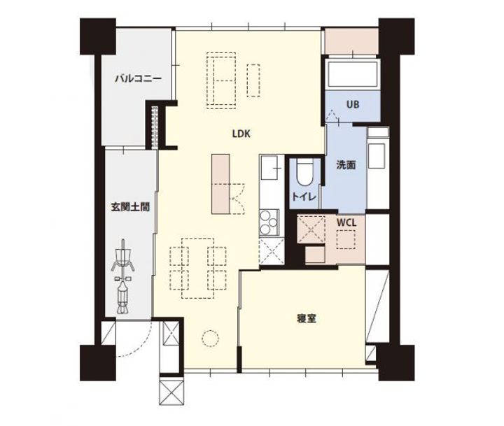 京都府京都市下京区西七条北衣田町の賃貸マンションの間取り