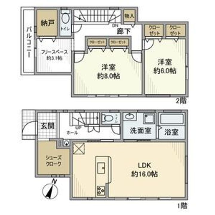 神奈川県横浜市栄区飯島町(一戸建)の賃貸物件の間取り