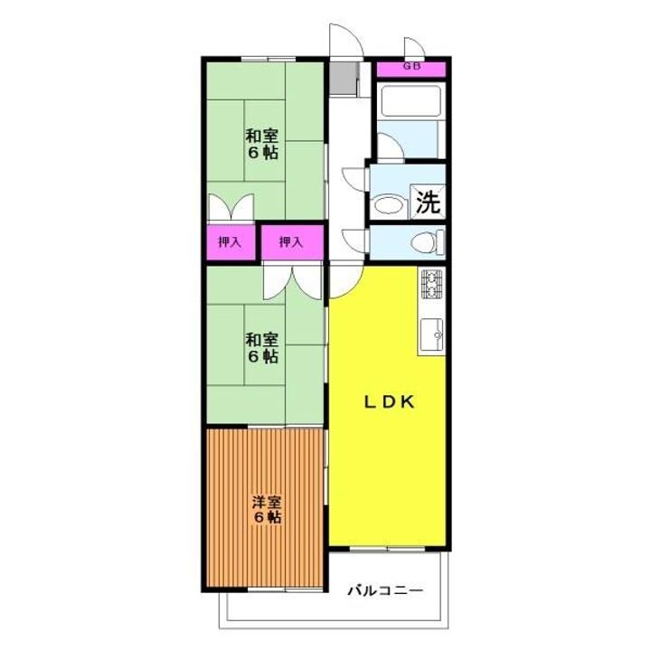 千葉県千葉市若葉区都賀2(マンション)の賃貸物件の間取り