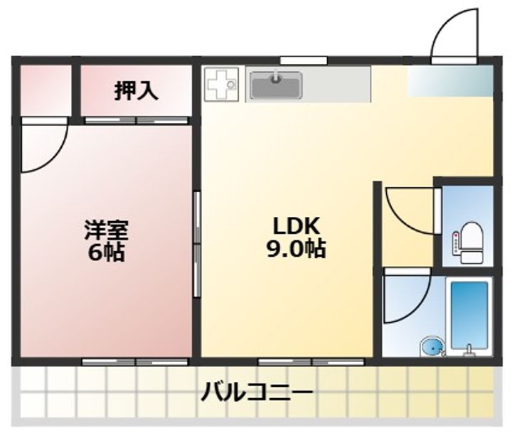 熊本県熊本市中央区弥生町(アパート)の賃貸物件の間取り