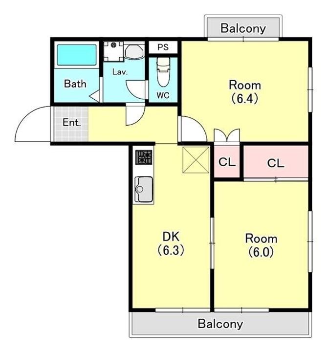 神奈川県平塚市諏訪町(マンション)の賃貸物件の間取り