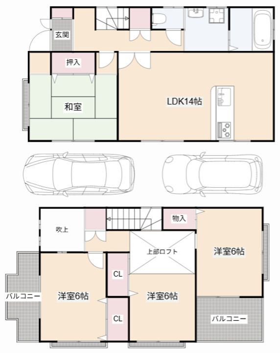 大阪府高槻市富田丘町(一戸建)の賃貸物件の間取り