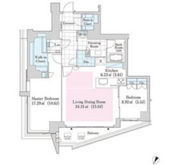 東京都渋谷区神南1(マンション)の賃貸物件の間取り