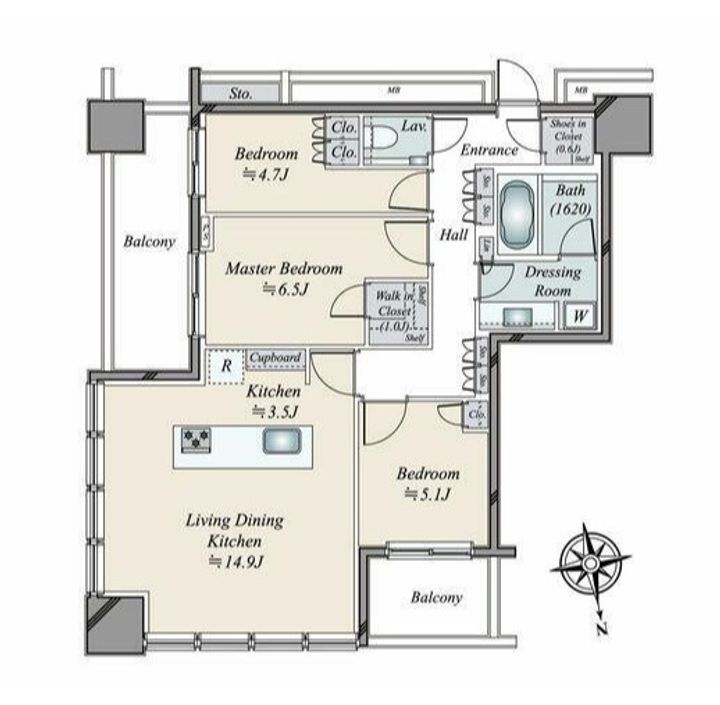 東京都港区浜松町2(マンション)の賃貸物件の間取り
