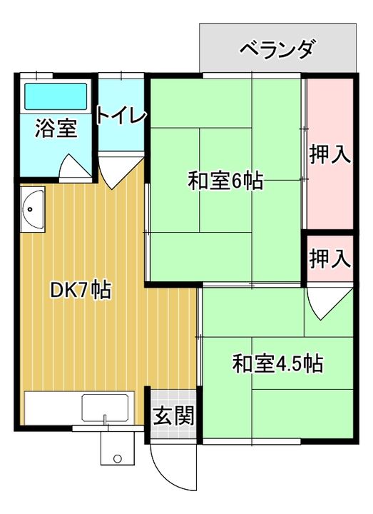三重県南牟婁郡紀宝町鵜殿(アパート)の賃貸物件の間取り