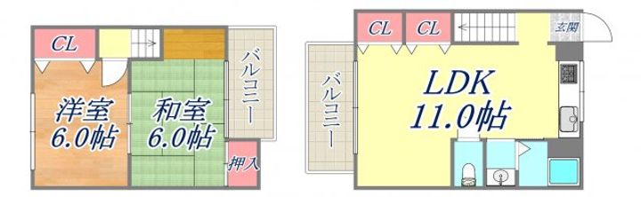 リバーサイドテラス西棟の間取り