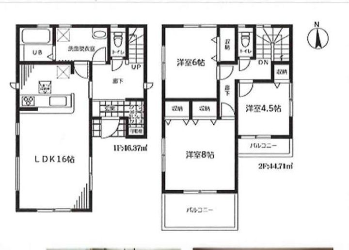 埼玉県南埼玉郡宮代町東姫宮2(一戸建)の賃貸物件の間取り