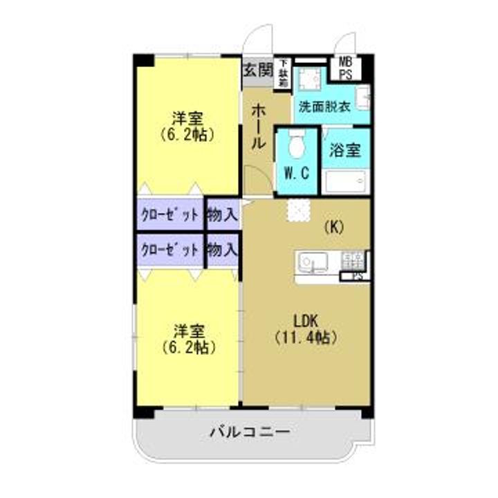 熊本県熊本市北区龍田陳内4(マンション)の賃貸物件の間取り