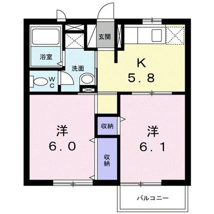 茨城県筑西市下中山(アパート)の賃貸物件の間取り
