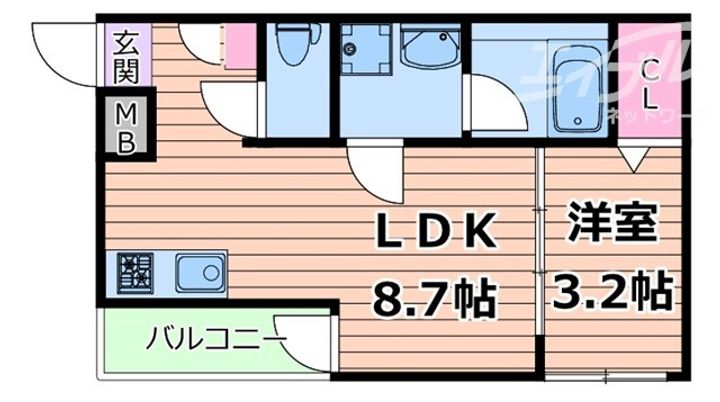 大阪府吹田市内本町3(アパート)の賃貸物件の間取り