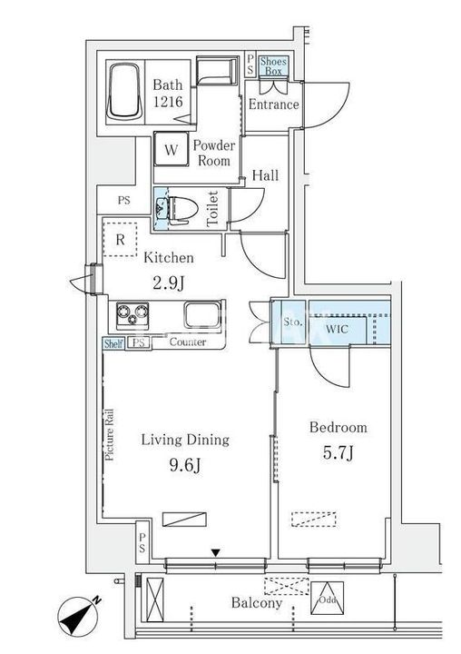東京都港区麻布十番1(マンション)の賃貸物件の間取り