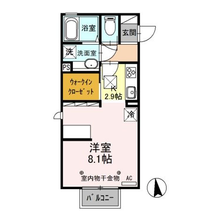 栃木県栃木市片柳町1(アパート)の賃貸物件の間取り