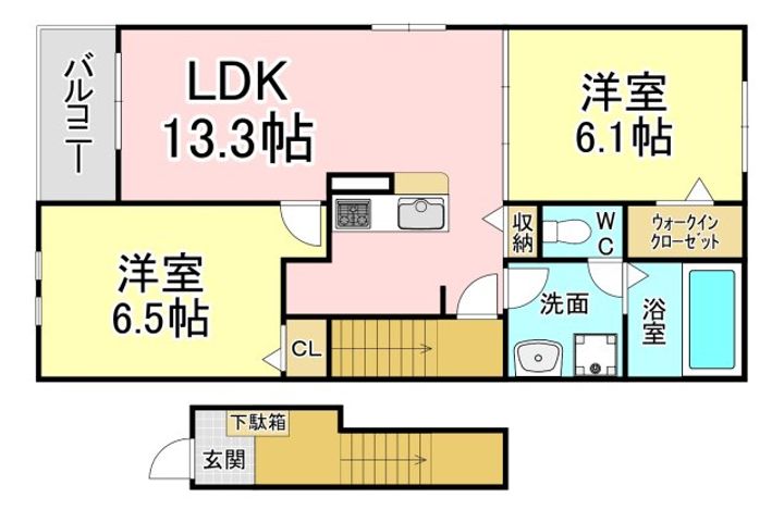 福岡県中間市長津3(アパート)の賃貸物件の間取り
