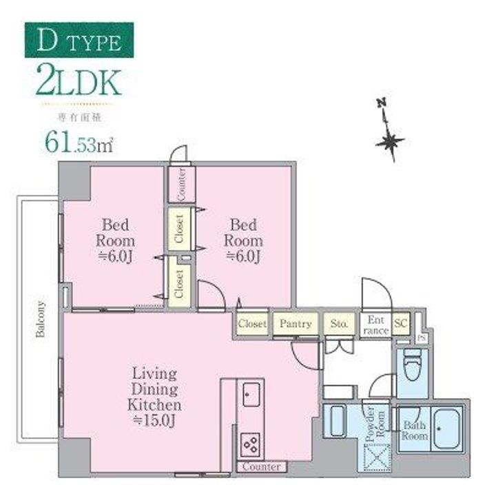 東京都江戸川区東葛西6(マンション)の賃貸物件の間取り