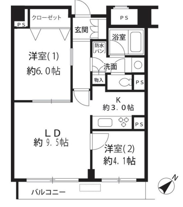 東京都中央区月島1(マンション)の賃貸物件の間取り