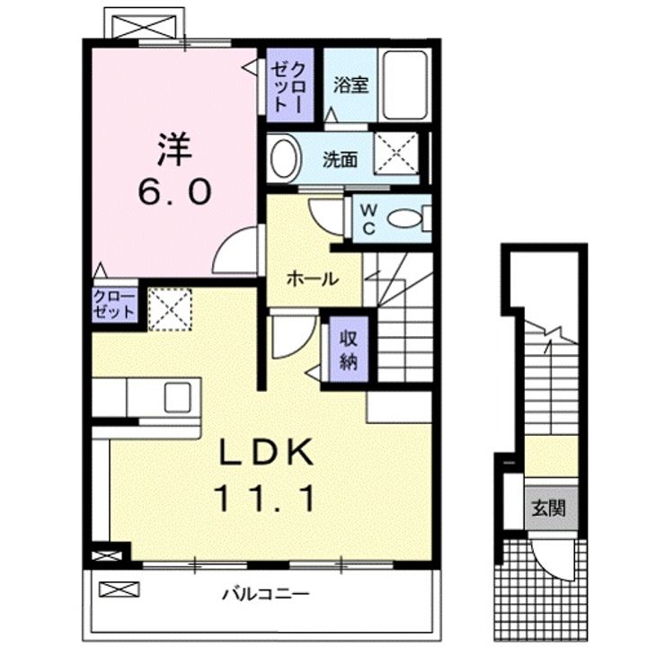 滋賀県甲賀市水口町名坂(アパート)の賃貸物件の間取り