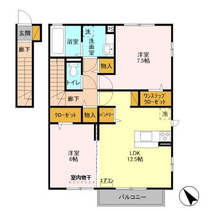 千葉県鎌ヶ谷市道野辺中央4(アパート)の賃貸物件の間取り