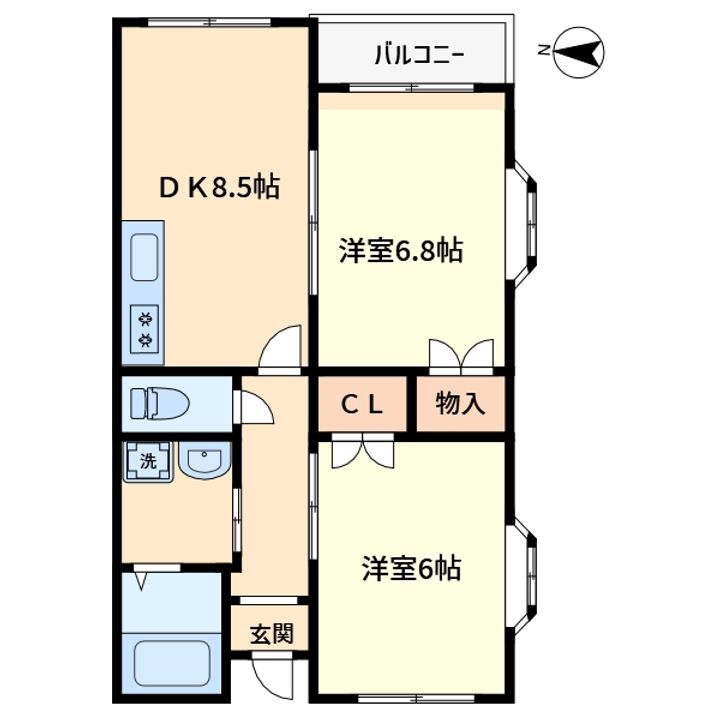 大阪府大阪市平野区長吉出戸8(マンション)の賃貸物件の間取り