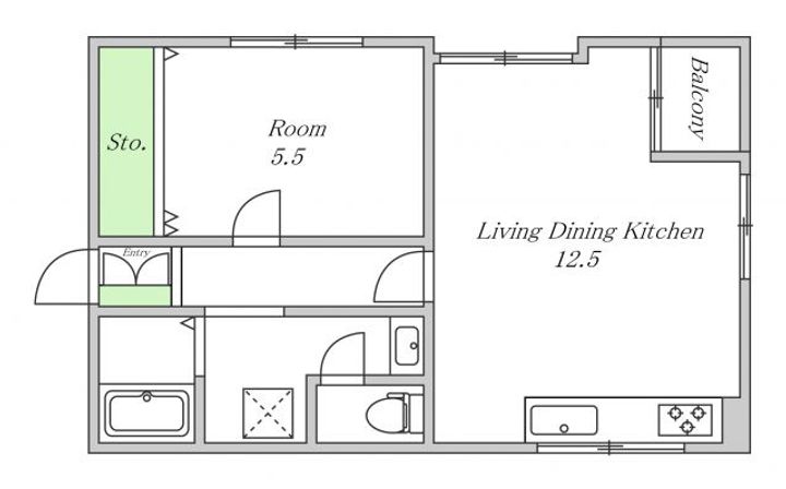 大阪府大阪市福島区福島6(マンション)の賃貸物件の間取り