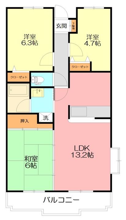 神奈川県横浜市泉区岡津町(マンション)の賃貸物件の間取り