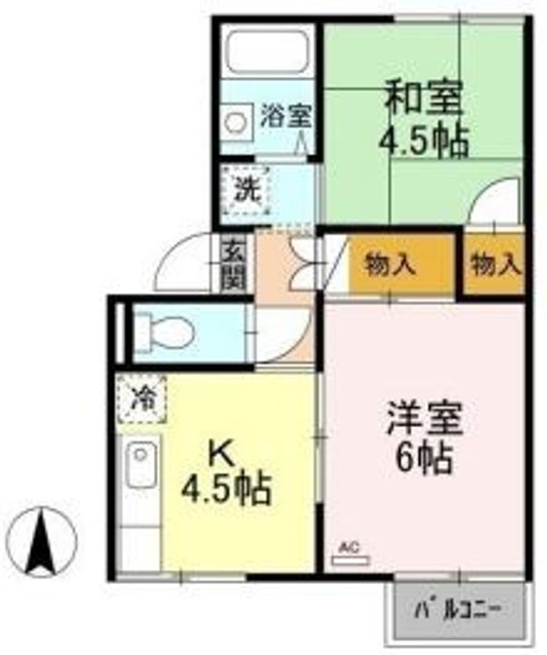 岡山県倉敷市宮前(アパート)の賃貸物件の間取り