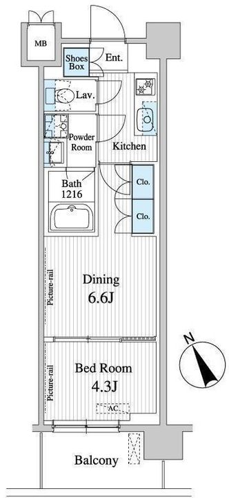 東京都江東区清澄1(マンション)の賃貸物件の間取り