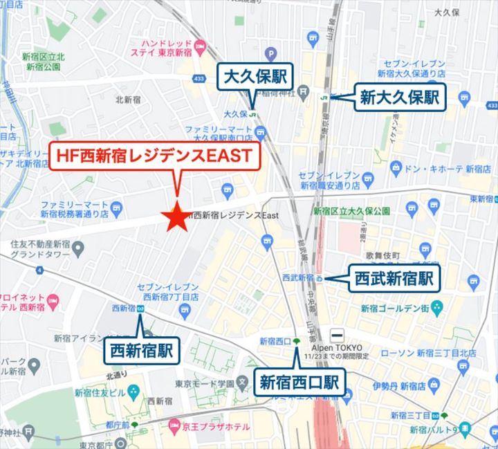 東京都新宿区西新宿8(マンション)の賃貸物件の地図