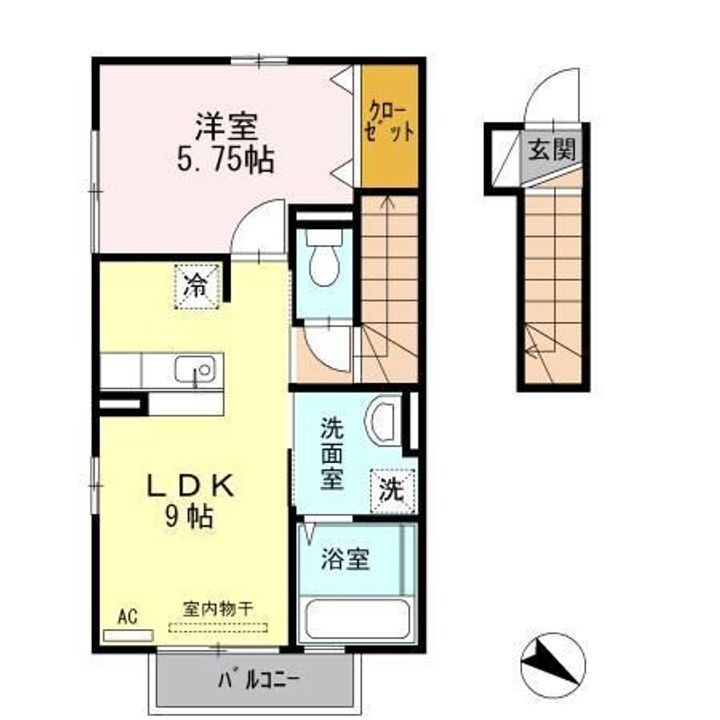 福島県いわき市自由ケ丘(アパート)の賃貸物件の間取り