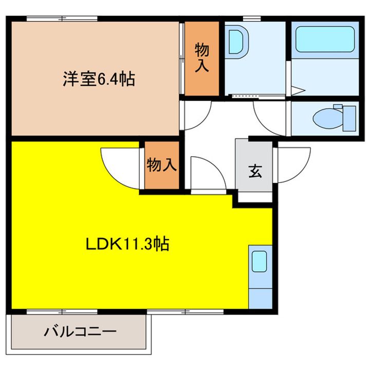 岐阜県岐阜市六条大溝1(アパート)の賃貸物件の間取り