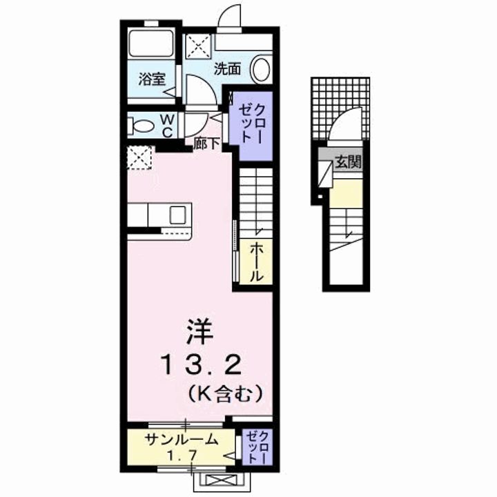 徳島県阿南市見能林町林崎(アパート)の賃貸物件の間取り