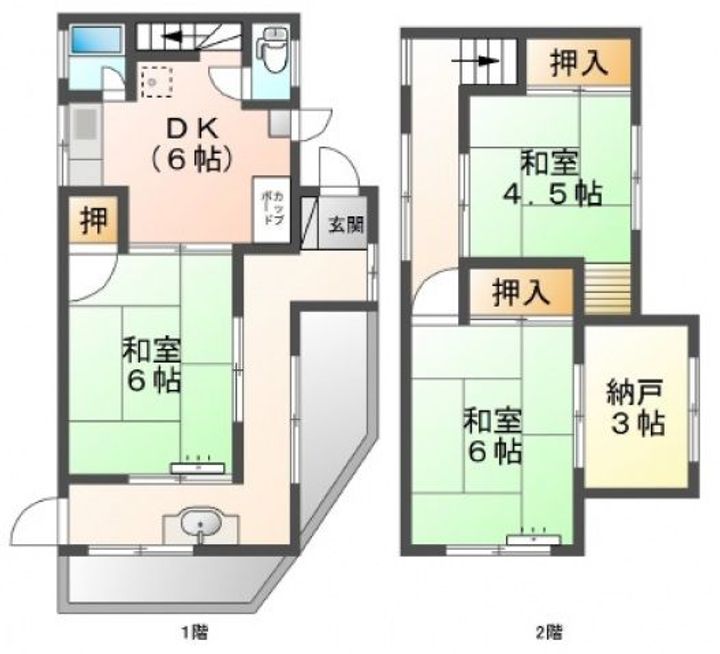 広島県安芸郡府中町緑ケ丘(一戸建)の賃貸物件の間取り