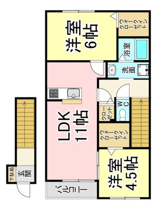 福岡県北九州市若松区浜町1(アパート)の賃貸物件の間取り