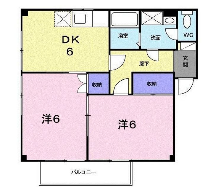 広島県福山市加茂町字中野(アパート)の賃貸物件の間取り