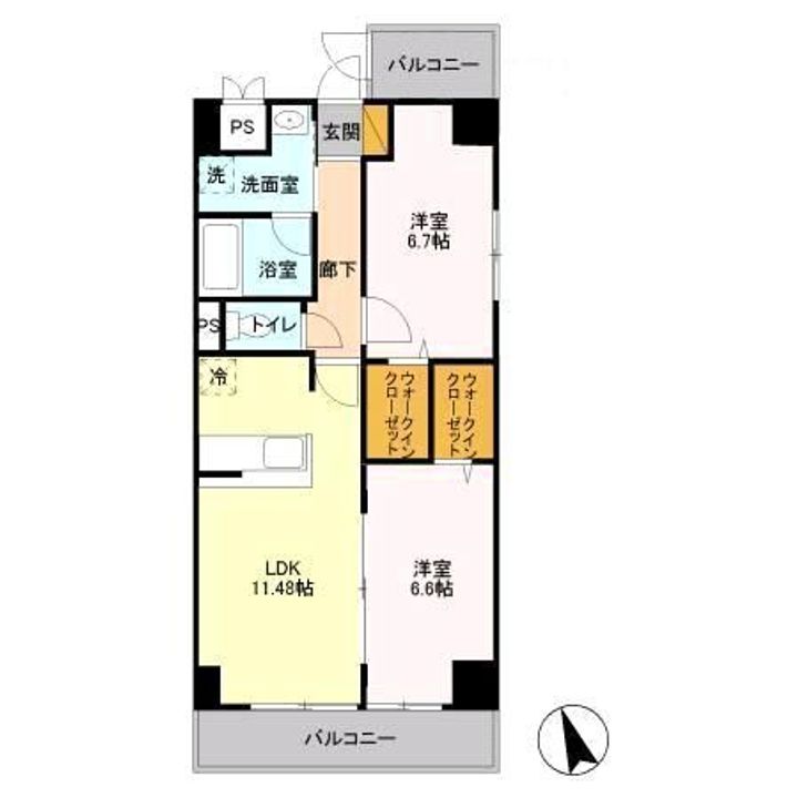 栃木県宇都宮市台新田町(マンション)の賃貸物件の間取り